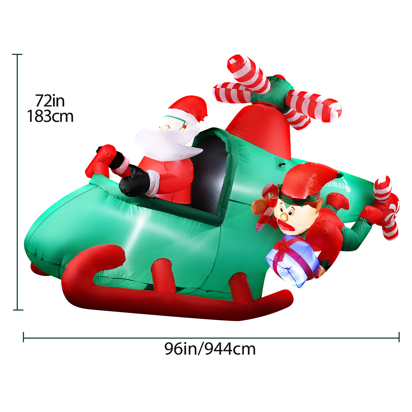 8.5FT Christmas Inflatable Santa Helicopter with Elf, Weatherproof Outdoor Xmas Decor with LED Lights