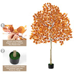 6ft Artificial Maple Tree with Red Foliage, Tall Faux Autumn Maple Tree for Indoor Home Office & Fall Seasonal Decoration