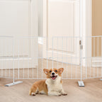 Short Puppy Gate - 4 Pack Dog Gate, Metal Free Standing Pet Gates for Indoor/Outdoor, Step Over Pet Fence for Small Dogs