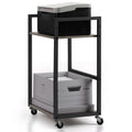 2-Tier Mobile Computer Tower Stand - Grey CPU Holder with Rolling Wheels for Home Office