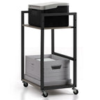 2-Tier Mobile Computer Tower Stand - Grey CPU Holder with Rolling Wheels for Home Office