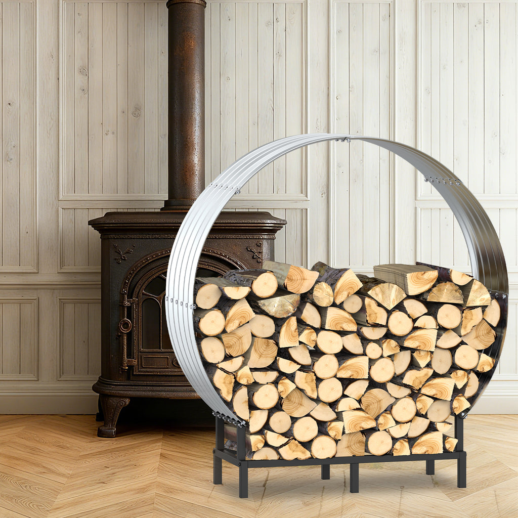 Circular Metal Firewood Rack for Outdoor Storage