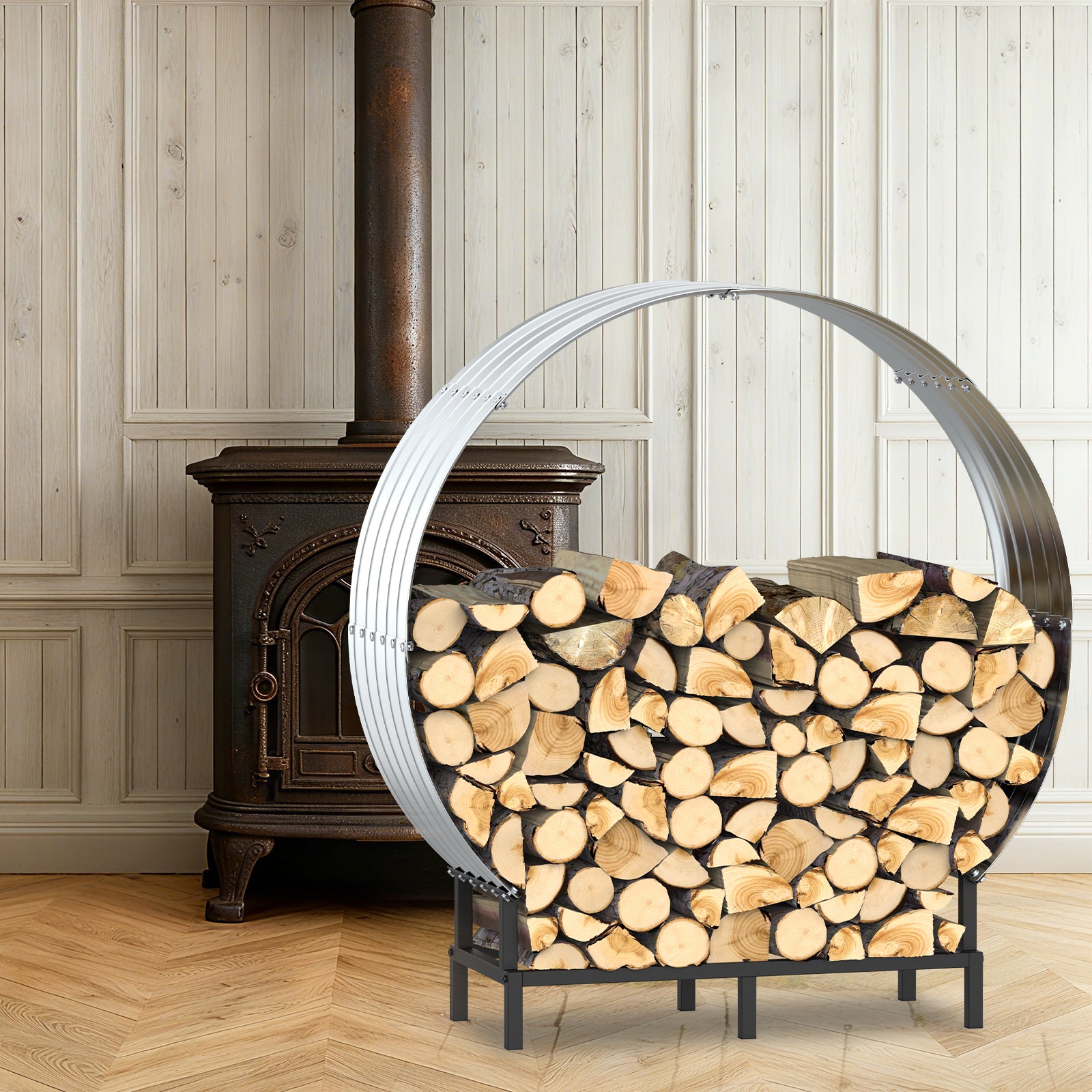 Circular Metal Firewood Rack for Outdoor Storage
