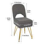 Modern Teddy Alpaca Fur Storage Vanity Stool, Hollow Cutout Back Makeup Chair with Detachable Zipper Storage Box, Anti-Slip Gold Metal Legs Padded Accent Chair for Dressing Room, Apartment Decor