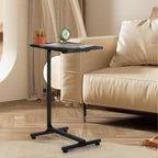 Adjustable Height C-Shaped Side Table with Mobile Base