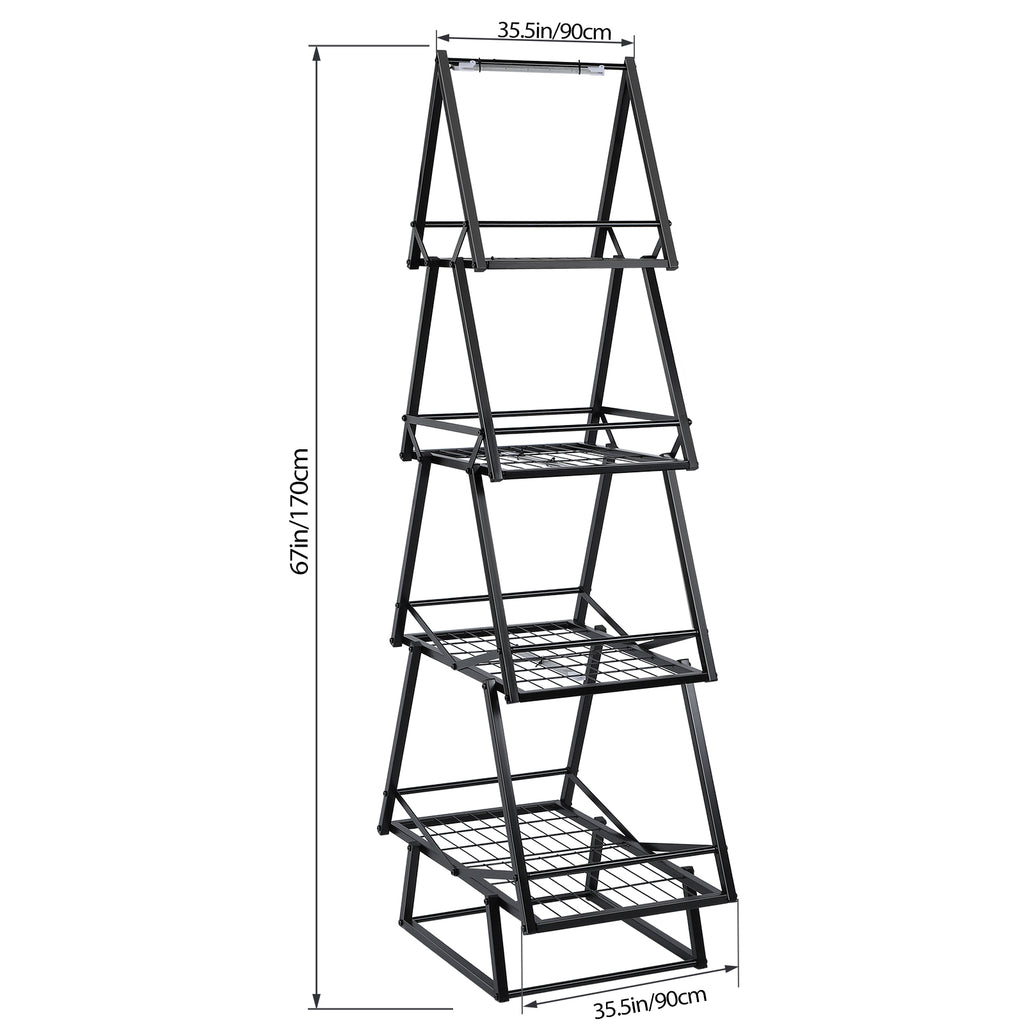 Plant Stand Indoor with Grow Lights - 67" Tall Plant Shelf, Lighted Corner Plant Stands for Indoor Growing, 4 Tiered Large Flower Holder, Christmas Tree Shaped Decorative Rack for Living Room
