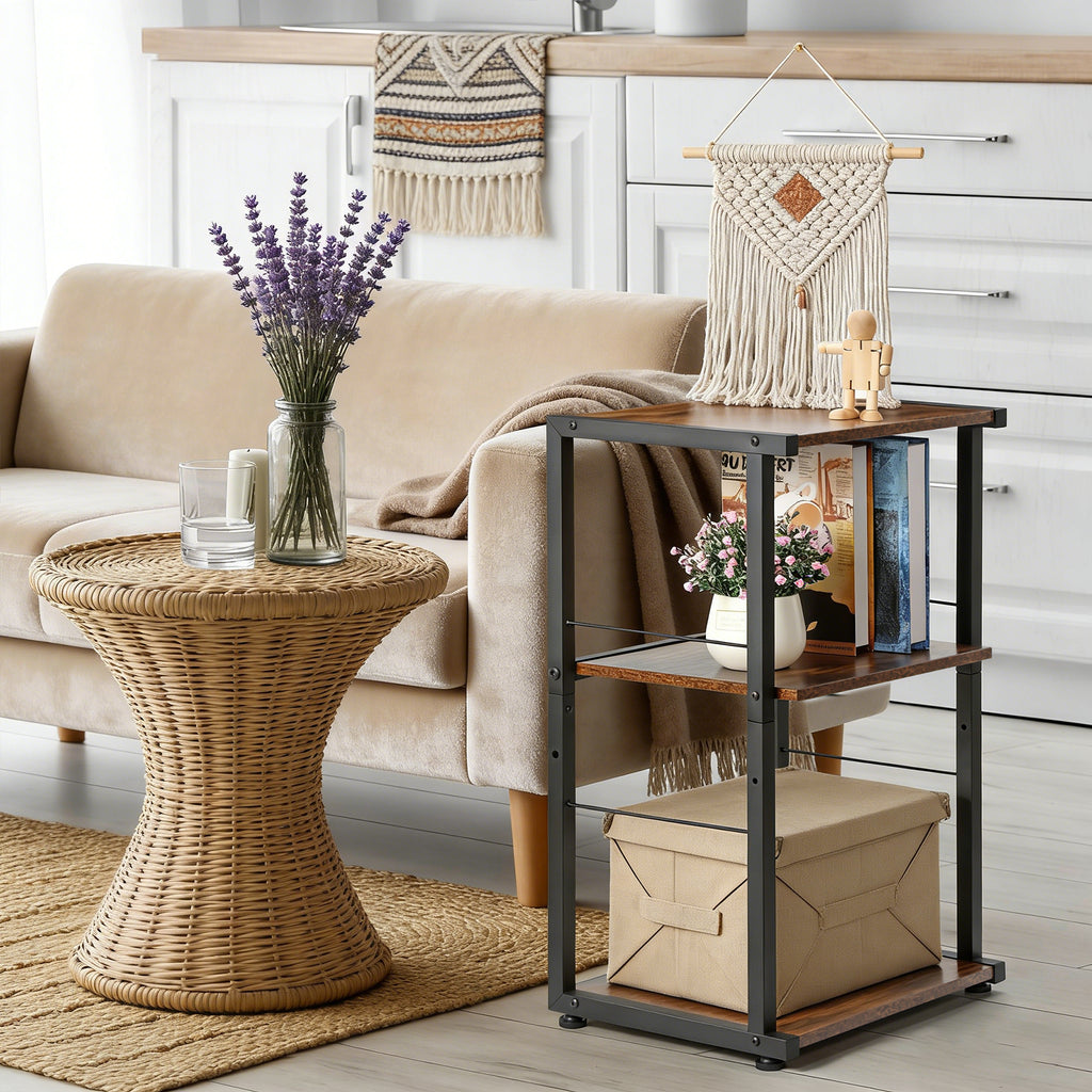 3-Tier Rolling Printer Stand - Under Desk Industrial Printer Cart with Adjustable Height