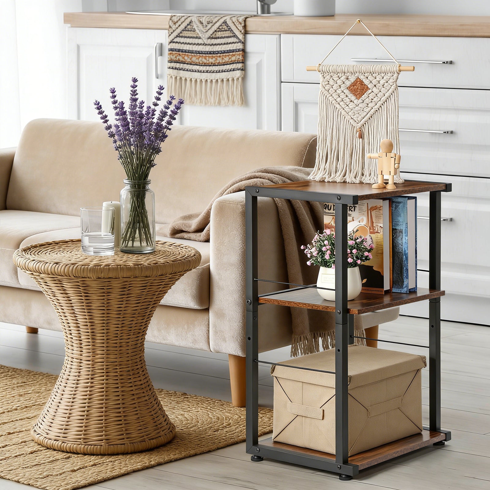 3-Tier Rolling Printer Stand - Under Desk Industrial Printer Cart with Adjustable Height