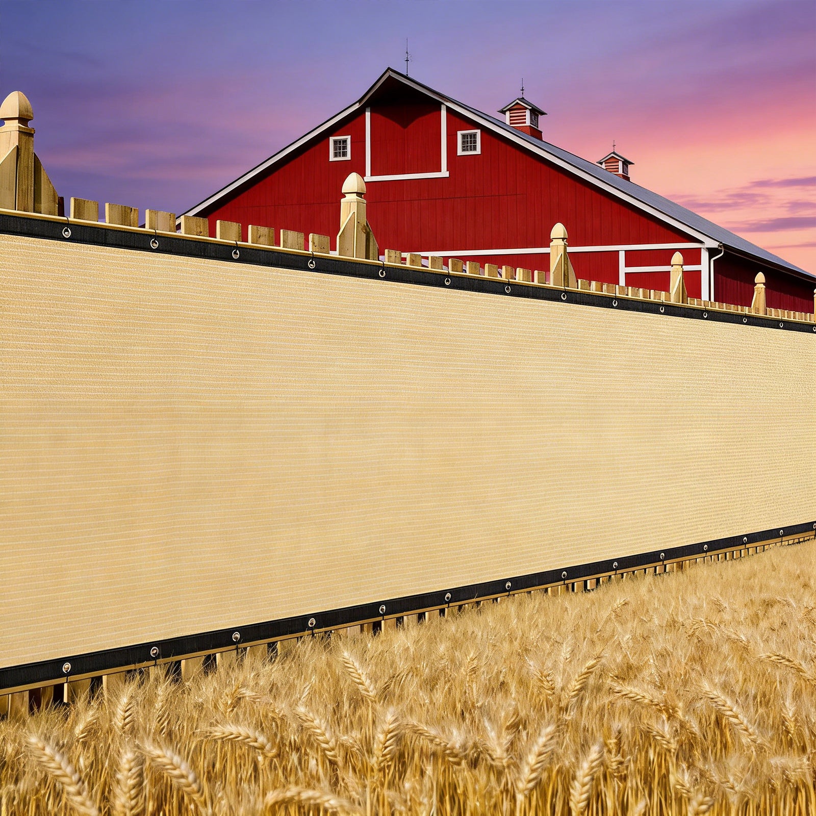 6' x 50' Beige Privacy Screen, 150 GSM Heavy-Duty UV Protected Shade Mesh with Grommets
