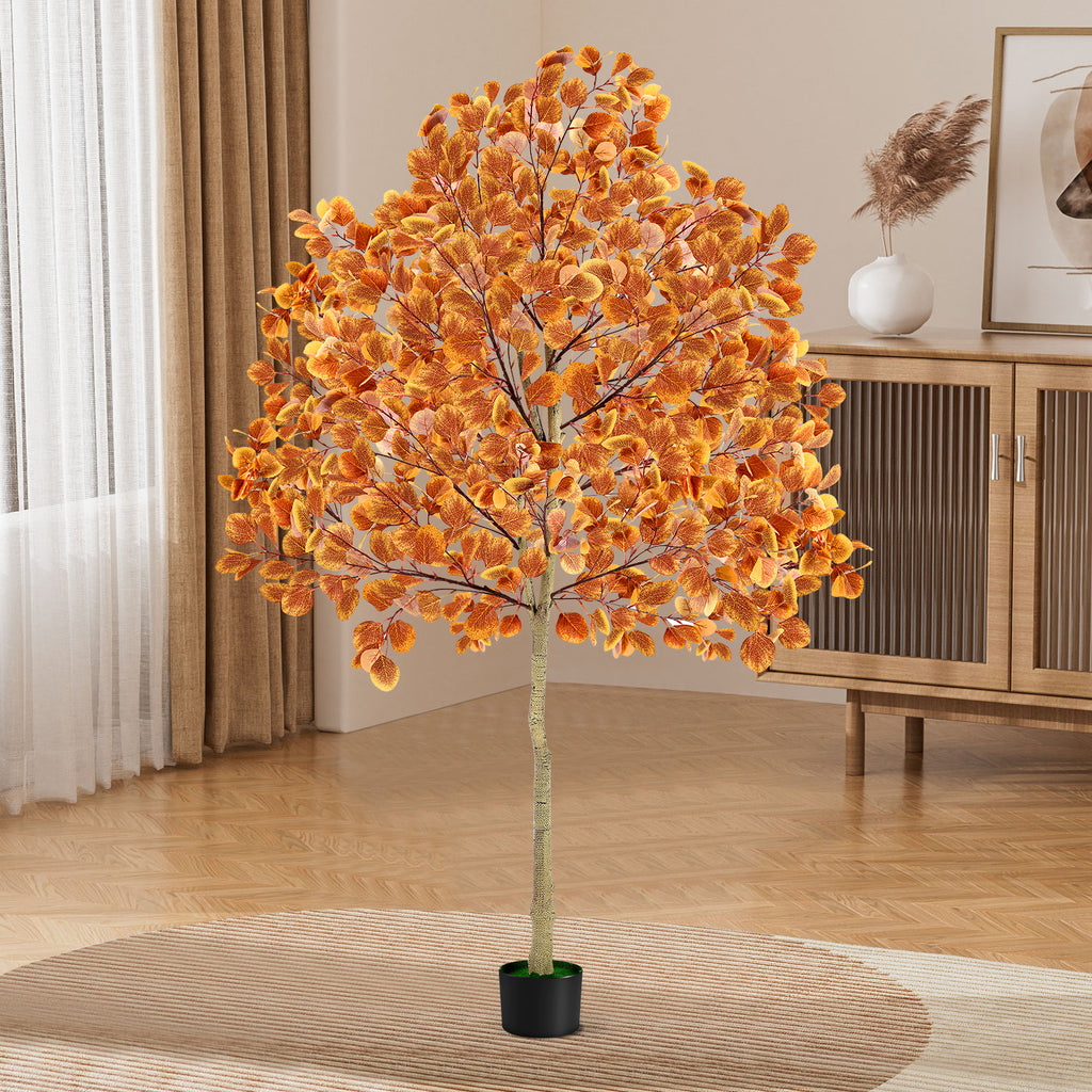 6ft Artificial Maple Tree with Red Foliage, Tall Faux Autumn Maple Tree for Indoor Home Office & Fall Seasonal Decoration