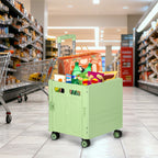 Portable Folding Shopping & Utility Cart - 4-Wheeled Collapsible Rolling Crate with Telescoping Handle - Heavy-Duty Moving Trolley for Groceries