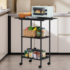 3-Tier Rolling Printer Stand with Storage - Mobile Under Desk Machine Cart for Home Office Supplies, Black,