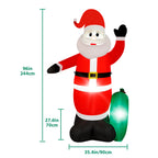 8FT Christmas Inflatable Santa Claus with Waving Hand & Built-in LEDs, Blow Up Outdoor Holiday Decor