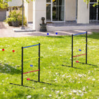 Outdoor Lawn Ladder Toss Game with 6 Soft Rubber Bolo Balls, Family Backyard Set for Camping and Beach Fun