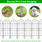 32" (H) x 10ft (L) Decorative Garden Fence - 10-Panel Rustproof Metal Wire Border & Animal Barrier for Dogs, No-Dig Landscape Fencing, Black