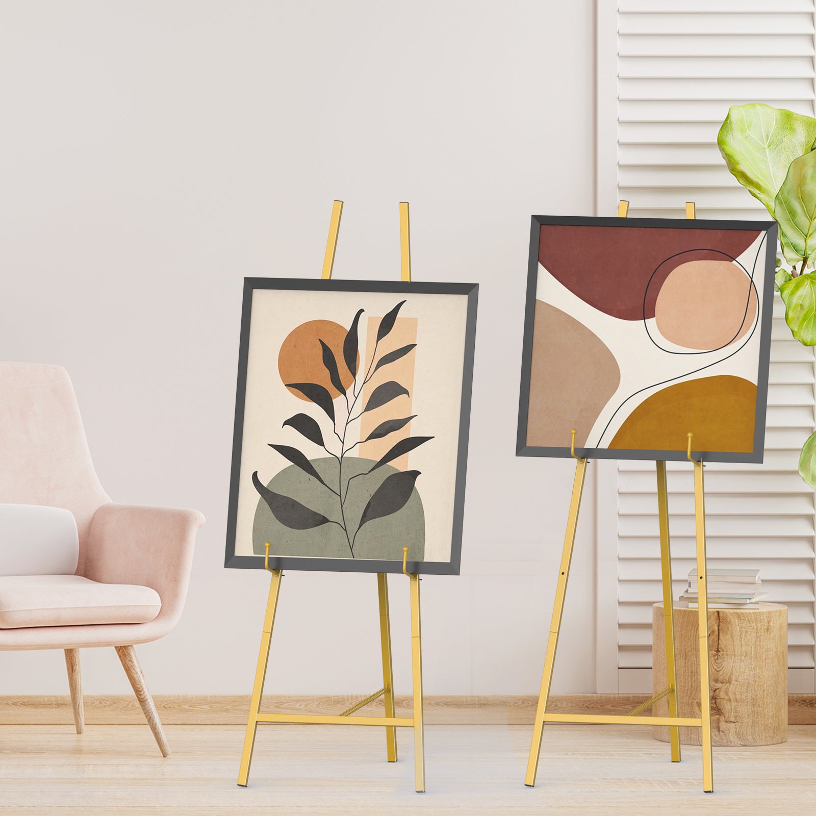 Adjustable Gold Easel Stand for Wedding Signs, Metal Poster Stand for Welcome Signs & Art Displays