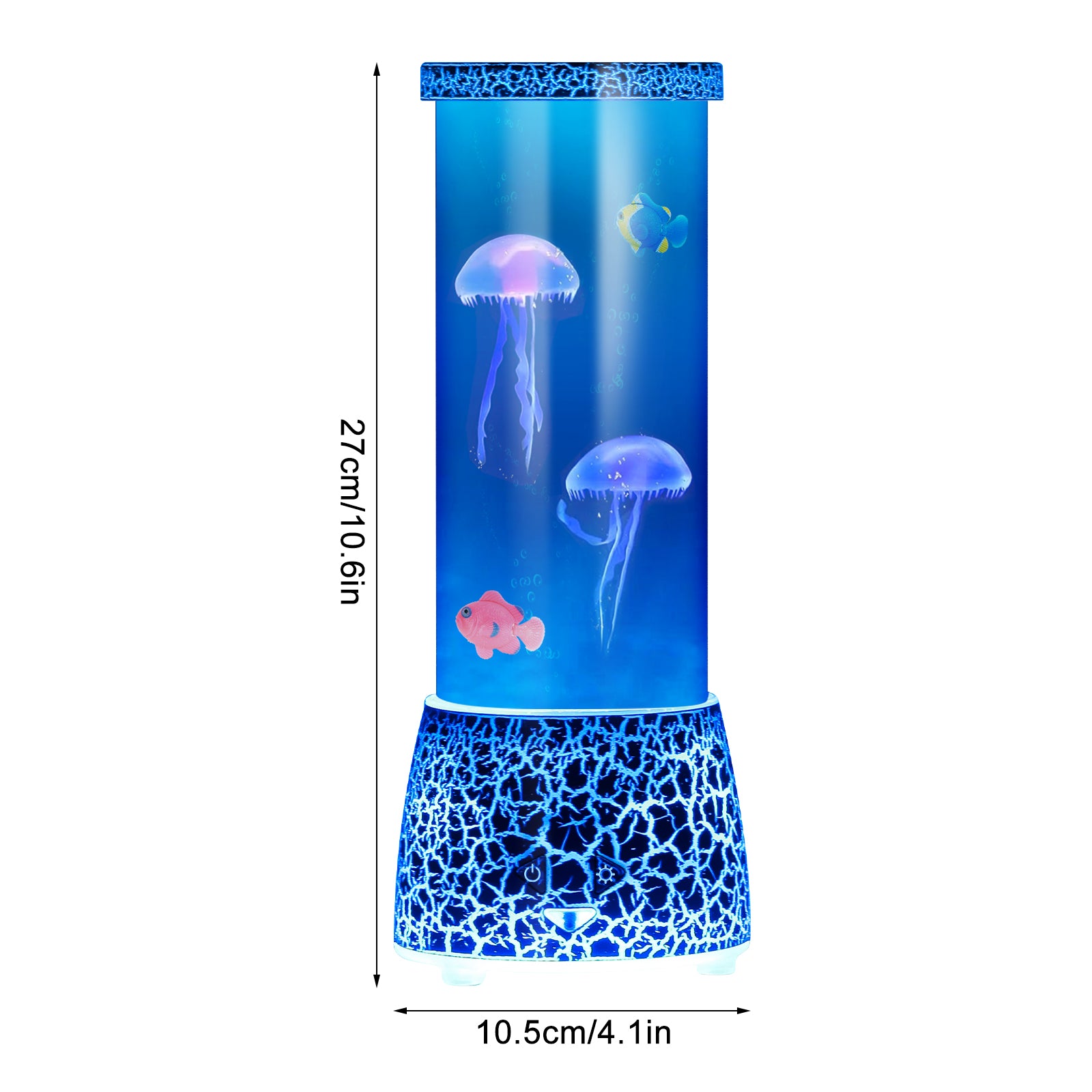 Cracked Design Jellyfish Mood Lamp - 14 Color Changing Aquarium Night Light with Adjustable Flow Speed - Remote Controlled Sensory Decor