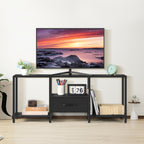 46inch TV Stand with Fabric Drawer, 3-Tier Media Console with Adjustable Feet for 55inch TV