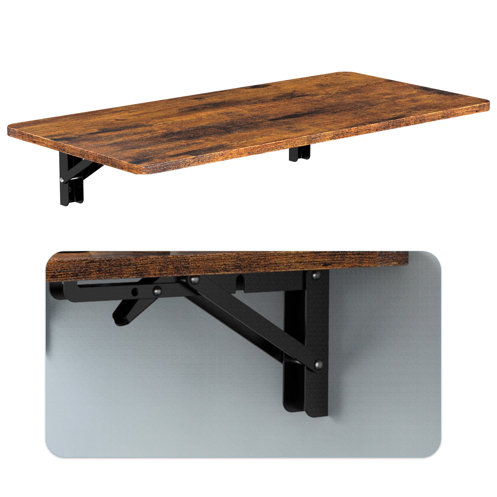 Wall-Mounted Folding Drop-Leaf Table with Heavy Duty Brackets