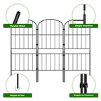 10-Pack Decorative Arched Garden Fence - Rustproof Metal Wire Section - No-Dig Border for Landscape & Flowers,