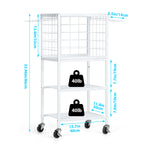 Home Gym Equipment Storage Rack w/ Wheels - Weight Rack, Yoga Mat Holder & Hooks, White
