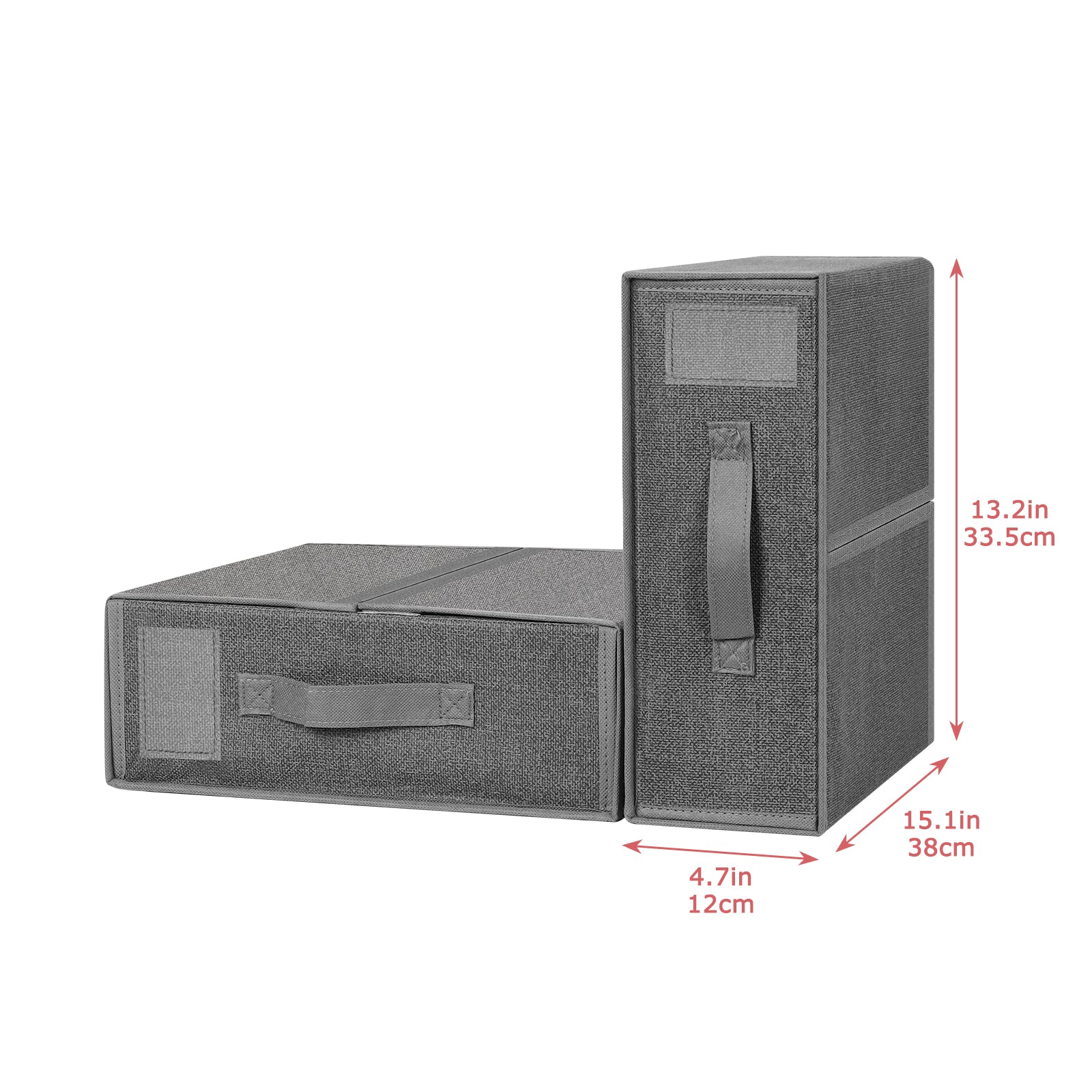 2-Pack Bed Sheet Storage Organizers - Grey Linen Closet Box with Label Pocket & Zipper
