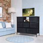 Dresser TV Stand for up to 55inch TV - Black Entertainment Center with Fabric Storage Drawers