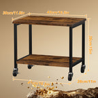 2-Tier Desktop Printer Stand - Under-Desk Rolling Office Organizer Rack with Height Adjustment, Brown,