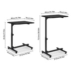 Adjustable Height C-Shaped Side Table with Mobile Base