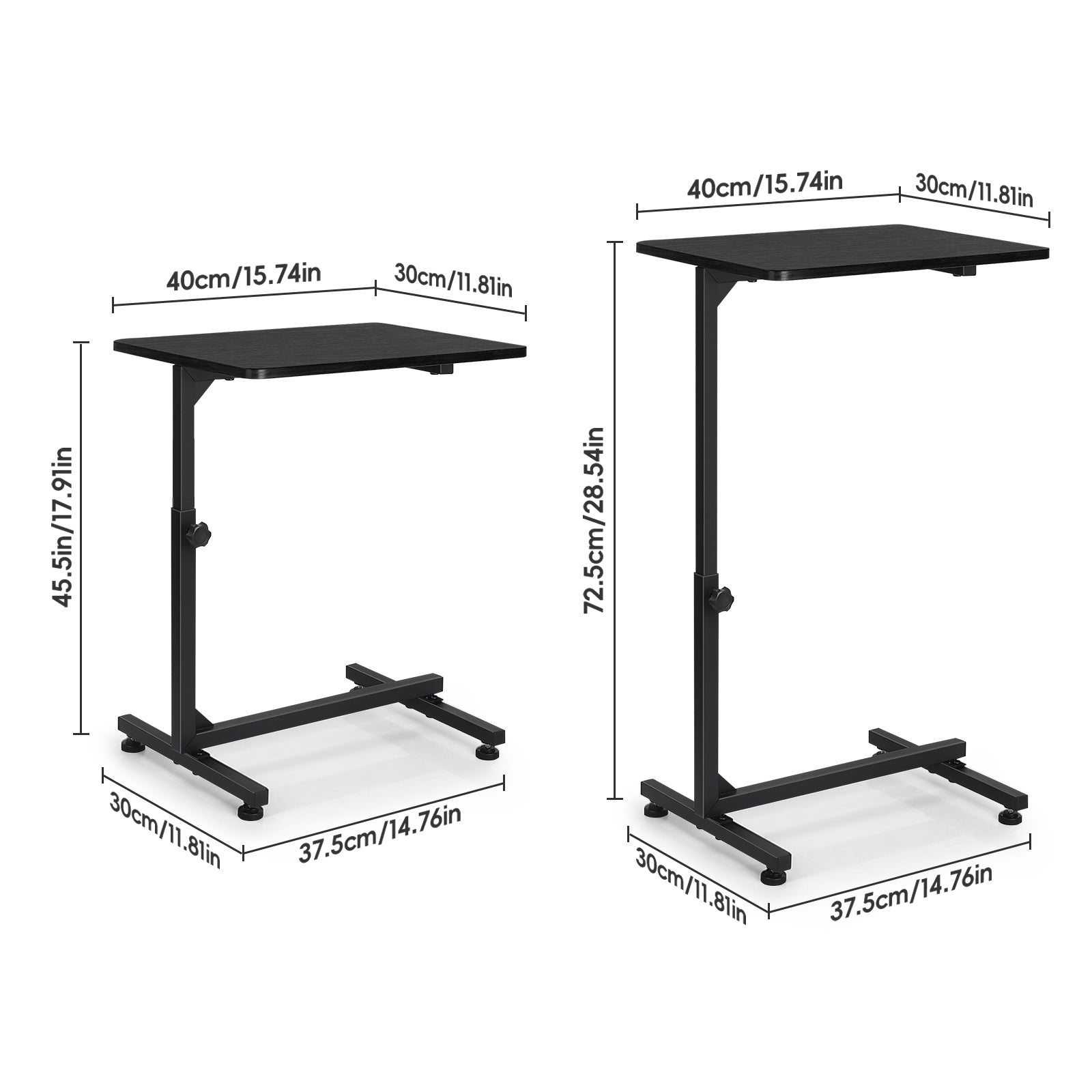 Adjustable Height C-Shaped Side Table with Mobile Base