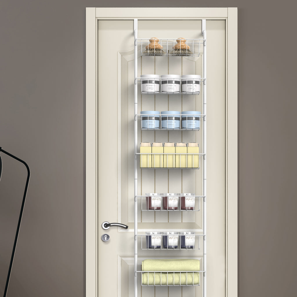 12-Tier Over The Door Pantry Organizer, Adjustable Metal Storage Rack for Kitchen & Laundry Room
