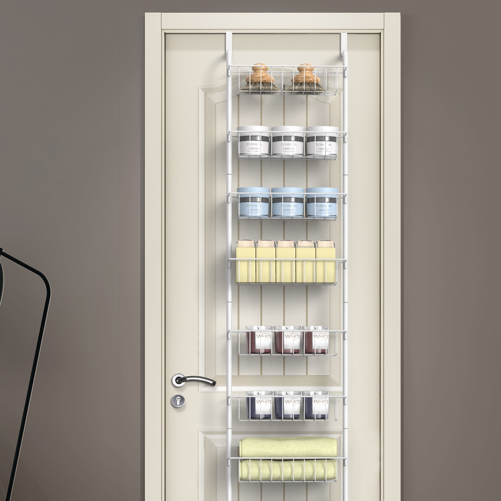 12-Tier Over The Door Pantry Organizer, Adjustable Metal Storage Rack for Kitchen & Laundry Room