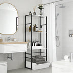 4-Tier White Bookshelf with Storage Bin, Modern Toy Organizer and Display Shelf for Kids Room, Bedroom and Home Office,