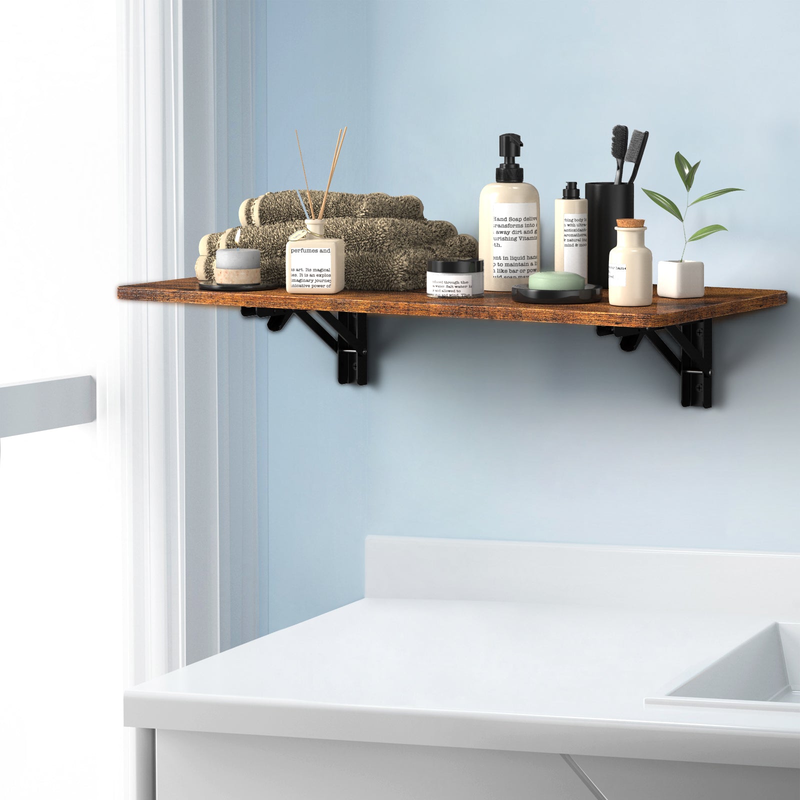 Wall-Mounted Folding Drop-Leaf Table with Heavy Duty Brackets