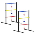 Outdoor Lawn Ladder Toss Game with 6 Soft Rubber Bolo Balls, Family Backyard Set for Camping and Beach Fun