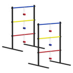 Outdoor Lawn Ladder Toss Game with 6 Soft Rubber Bolo Balls, Family Backyard Set for Camping and Beach Fun