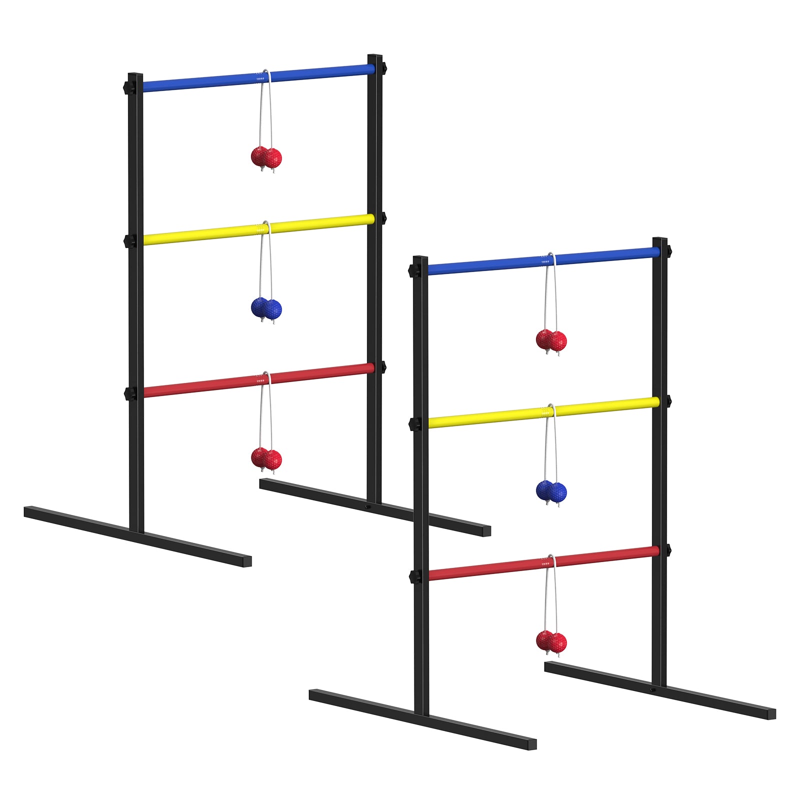 Outdoor Lawn Ladder Toss Game with 6 Soft Rubber Bolo Balls, Family Backyard Set for Camping and Beach Fun