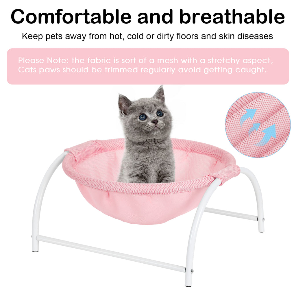 Elevated Cat Bed Hammock - Detachable Breathable Sleeping Cot for Small Pets