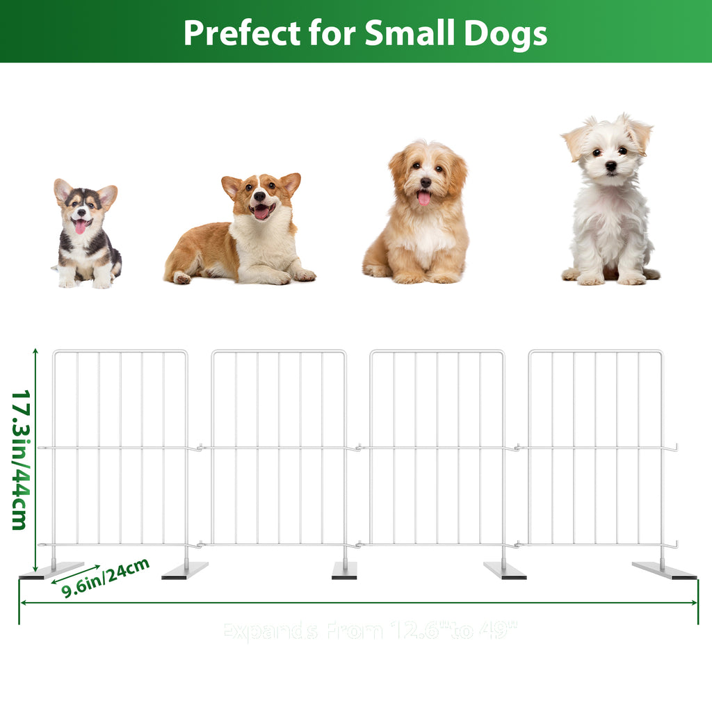 Short Puppy Gate - 4 Pack Dog Gate, Metal Free Standing Pet Gates for Indoor/Outdoor, Step Over Pet Fence for Small Dogs