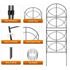 37.5"H Ornamental Garden Fence - 10-Pack Black Metal Wire Pet Barrier & Flower Bed Decorative Edging,