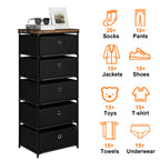 Tall 5-Drawer Fabric Storage Tower - Slim Dresser for Narrow Spaces in Hallways & Bedroom