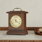 Rustic Brown Mantel Clock with Hidden Safe - Secret Compartment for Rings & Watches - Antique Battery Operated Clock,