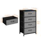 4-Drawer Fabric Dresser Storage Tower - Grey Chest of Drawers with Black Metal Frame