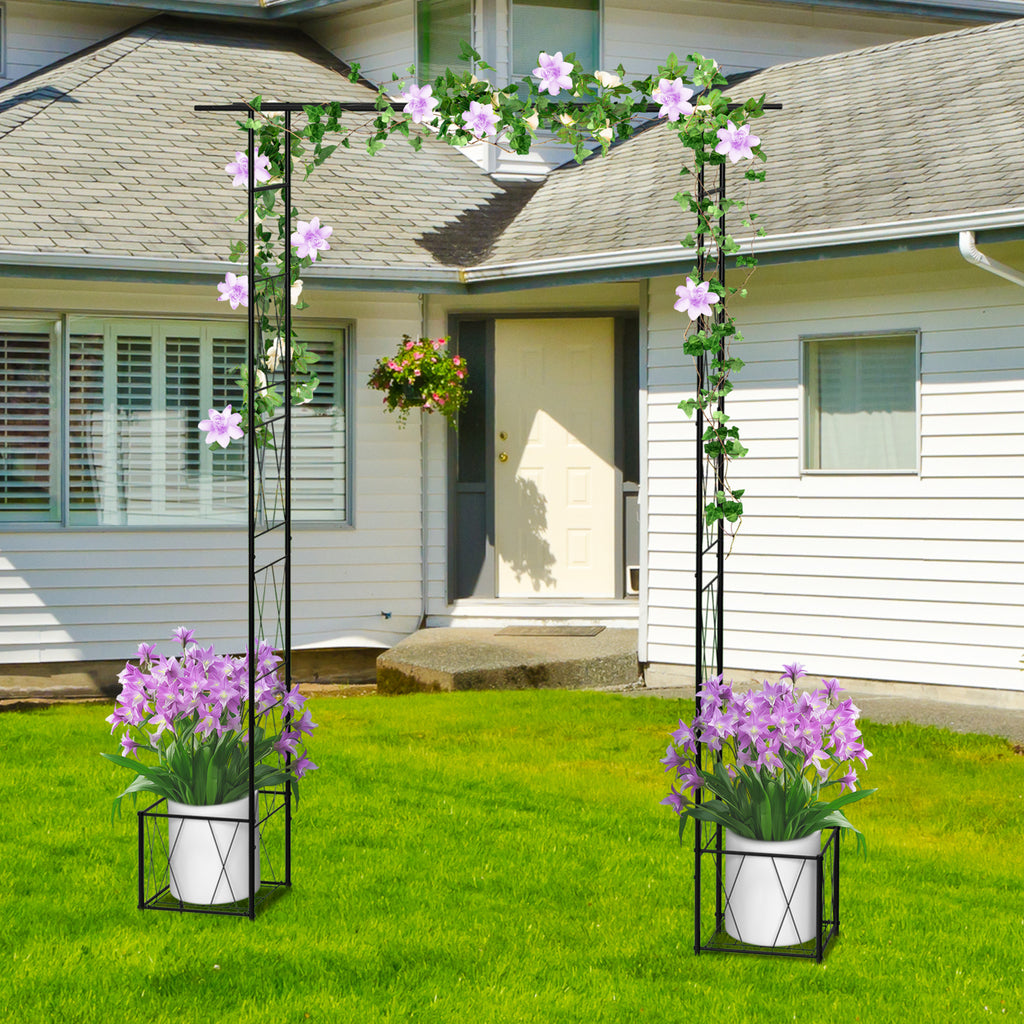 7.7ft Garden Arbor with Planter Boxes for Climbing Vines