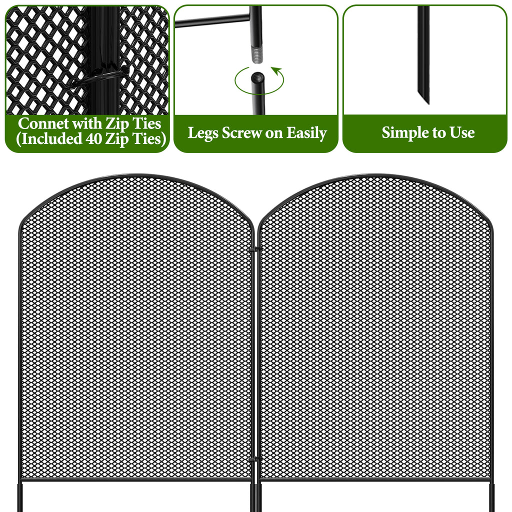 39"H Heavy-Duty Mesh Garden Fence - 10-Pack Rustproof Metal Pet Barrier & No-Dig Border Edging,