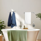 6-Piece Silver Bathroom Accessories Set - Adjustable Towel Bar, Toilet Paper Holder & Robe Hooks