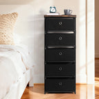 Tall 5-Drawer Fabric Storage Tower - Slim Dresser for Narrow Spaces in Hallways & Bedroom
