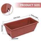5-Pack Rectangular Flower Window Boxes - Large Plastic Planter Pots with Trays - Modern Herb & Vegetable Planting Boxes for Balcony & Windowsill