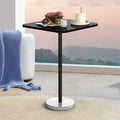 Small Modern Dining Table with Heavy Marble Base - Stylish 23" Square Coffee Table for Living Room, Office & Bistro, Black & White