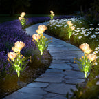 Set of 6 Solar Flower Pathway Lights - Waterproof LED Garden Stake Lights with Realistic Flower Design£¬Yellow/pink/red